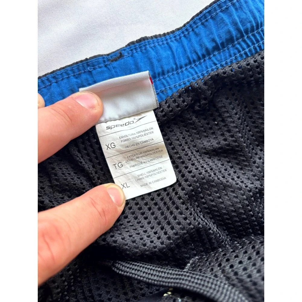Speedo Swim Trunk Mens XL Black Nylon Logo Mesh Lined Drawstring Swim Wear Beach - Picture 5 of 8